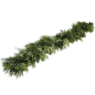 Live Fresh Cut Pacific Northwest Douglas and Cedar Mix 15' Coil Garland - Van Zyverden