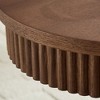 Sapphtopaz Modern Oval Coffee Table with Sturdy Pedestal Handcraft Drum Dining Table with Relief Groove&Wood Veneer Center Table for Living Room - 2 of 4