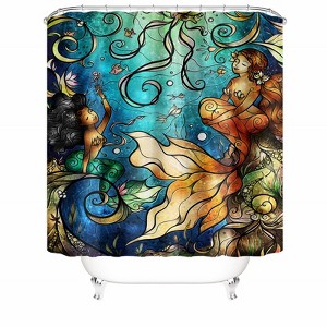 Deep Sea Mermaid Shower Curtains for Bathroom Waterproof Fabric Bath Curtain Durable Soft Stylish Bathroom Decor 72x72 Inch - 1 of 1