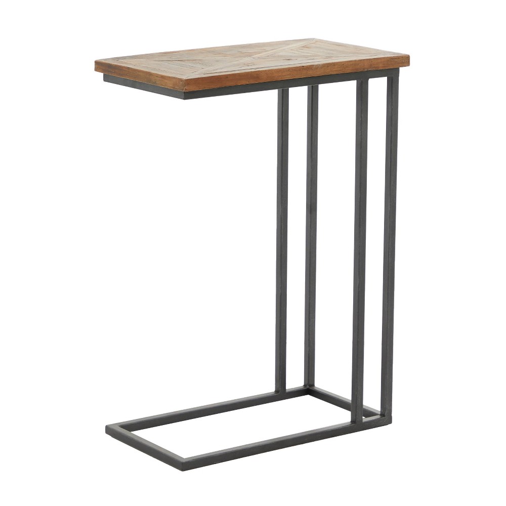 Photos - Garden Furniture Rustic Metal Accent C-Table Brown - Olivia & May