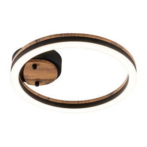 LLHZSY Modern Farmhouse Wood LED Flush Mount Ceiling Light - 11 4/5 in. W X 11 4/5 in. D X 2 2/5in. H - Circle - 1 of 4