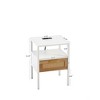 Rattan Nightstand with Charging Station,Narrow Side Table with Drawer, Wood Accent End Table,Bedside Table with Storage for Living Room Bedroom Office - 3 of 4
