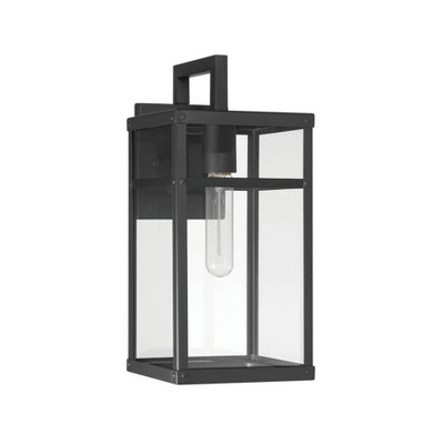 Blake Black Metal and Clear Glass Outdoor Sconce