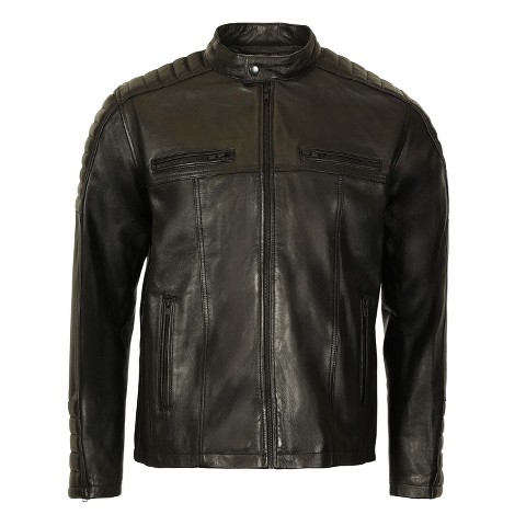 Мужские куртки GIOBERTI Men's Stand Collar Motorcycle Leather Bomber Jacket, Black, S