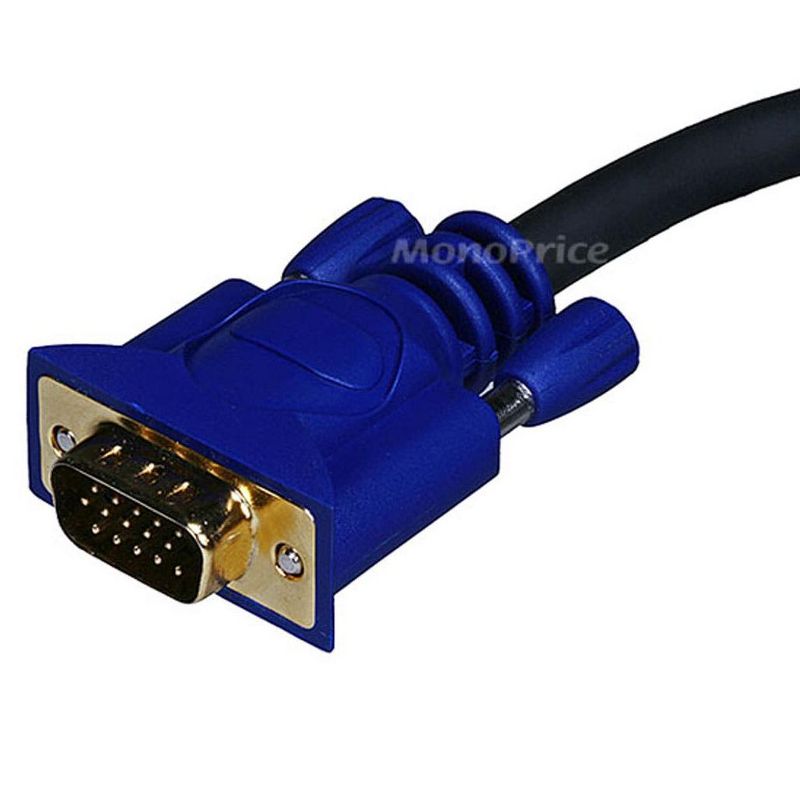 Monoprice Video Cable - 6 Feet - VGA to 3 RCA Component Adapter for Projectors, Gold plated connectors and pins, 3 of 4