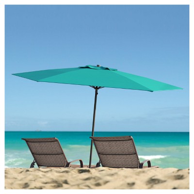 7.5ft Turquoise Polyester Beach Umbrella with Steel Frame