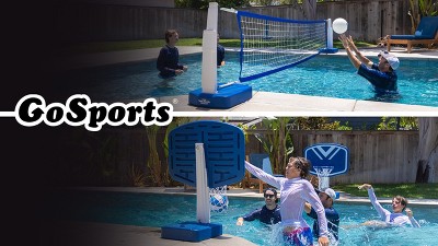 Blue and White 2-in-1 Pool Basketball and Volleyball Set