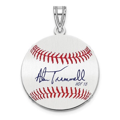 Black Bow Jewelry Sterling Silver Alan Trammell Signature SM Enamel Baseball Pendant