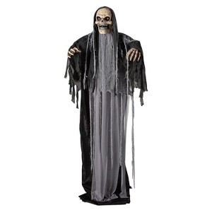 Standing Up & Down Black & Gray Skeleton Reaper Halloween Decoration, 6 Ft. - 1 of 4