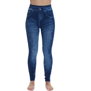 Just Love Women's Denim Wash Leggings - Stretchy and Comfortable Skinny Pants - 1 of 3