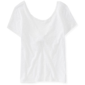 Aeropostale Womens Knot Back Cropped Basic T-Shirt, White, Medium - 1 of 4