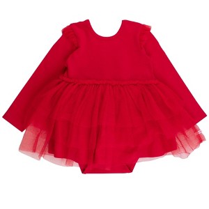 RuffleButts Baby Girls Flutter Tulle Long Sleeve Twirl Romper - 1 of 4