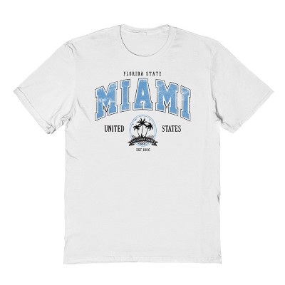 Rerun Island Men's Miami Florida Sunshine State  Short Sleeve Graphic Cotton T-shirt