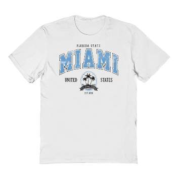 Rerun Island Men's Miami Florida Sunshine State  Short Sleeve Graphic Cotton T-shirt