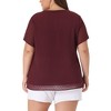 Agnes Orinda Women's Plus Size Pin Dots Notched V-Neck Dressy Trendy Fashion Casual Summer Blouses - 4 of 4