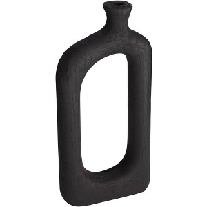 Dahlia Studios Amaranth 15 3/4" High Black Wood Modern Decorative Vase - 1 of 4