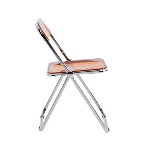Folding Chair Steel Frame Clear Plastic Seat Lightweight Space-Saving Design for Home Office -3irtyhousy - 1 of 4