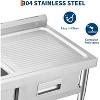 Stainless Steel Utility Sink, Freestanding Workstation with Hot/Cold Faucet, Includes Storage Shelf, Adjustable Legs for Indoor/Outdoor Use - 3 of 4