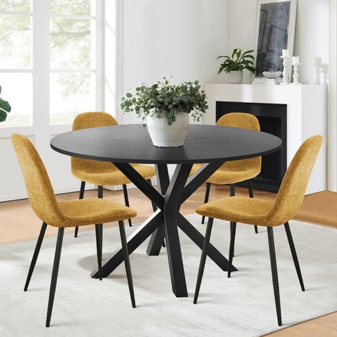 Oliver+spoon 5-piece Solid Round Black Grain Dining Table Sets With 4 ...