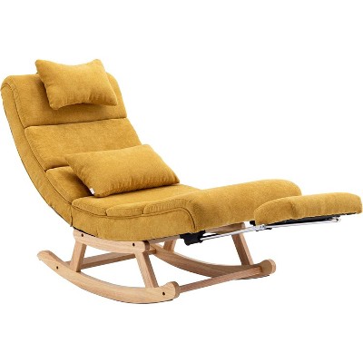 Rocking Chair, Upholstered Glider Lounge Rocking Chair, Modern Wood Lounge Sofa Chair for Living Room, Bedroom, Office, Balcony