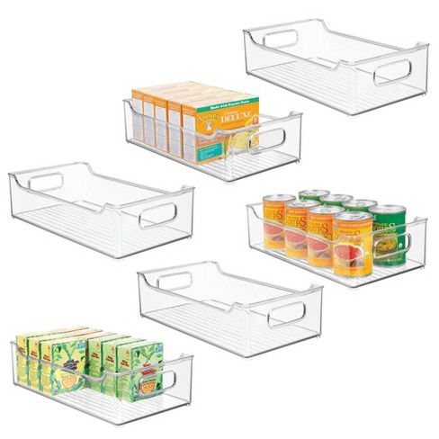 Mdesign Wide Plastic Kitchen Pantry Cabinet Food Storage Bin Box, 6 ...