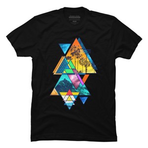 Men's Design By Humans Retro Summer Beach And Mountain Geometric Triangles Collages By Limhengs T-Shirt - 1 of 4