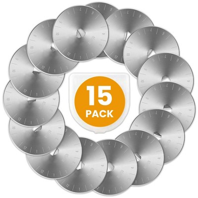 Tape Plus 45mm Rotary Cutter Blades - (15 Pack) Compatible with Fiskars, Olfa, Martelli Blades and More - Fabric Cutter Wheel