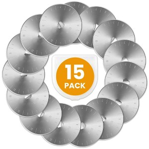 Tape Plus 45mm Rotary Cutter Blades - (15 Pack) Compatible with Fiskars, Olfa, Martelli Blades and More - Fabric Cutter Wheel - 1 of 4
