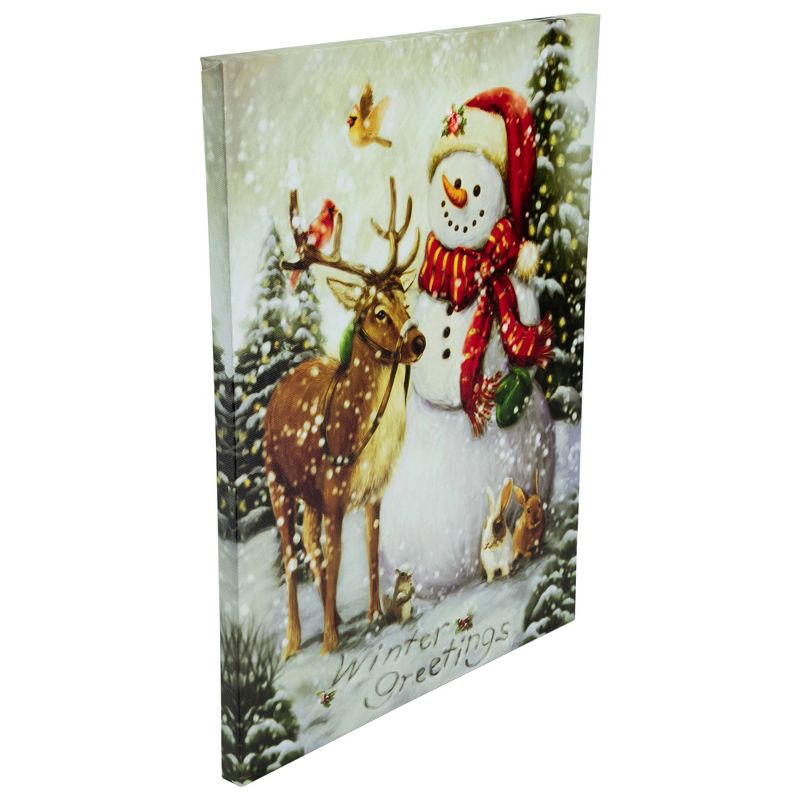 Northlight LED Lighted Snowman and Reindeer Christmas Canvas Wall Art 15.75" x 11.75", 4 of 6