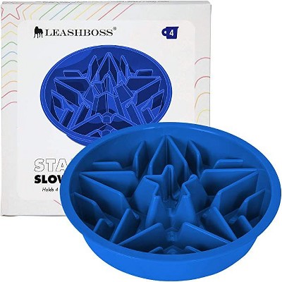 Leashboss Elevated Slow Feed Bowl - Blue - 4 Cup