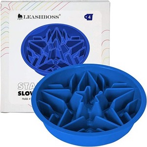 Leashboss Elevated Slow Feed Bowl - Blue - 4 Cup - 1 of 4