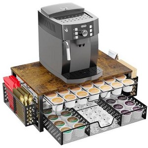 Simple Trending Coffee Pod Holder for K Cups, with 2 Tier Sliding Storage Drawer and Coffee Accessories Holder, Black - 1 of 4