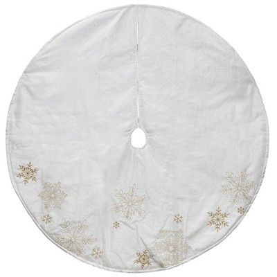 Northlight 48" White with Gold Embroidered Snowflakes Christmas Tree Skirt