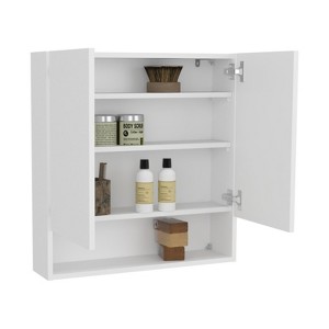 SEVOBAL Bathroom Storage Cabinets Wall Mounted Double Door Mirror Medicine Cabinet with Shelves for Bathroom, White, 5.6"*24.8"*25.8" - 1 of 4