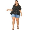 Women's Plus Size 2 Pieces Floral Flare Hem V Neck Short Sleeve Casual Layered Peplum Blouses - Agnes Orinda - 3 of 4