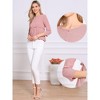 INSPIRE CHIC Women's Crew Neck 3/4 Sleeve Ruffle Button Down Blouses - 2 of 4