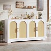 59” Sideboard Buffet Cabinet with 4 Rattan Doors, Modern Console Table Accent Coffee Bar Cabinet for Living Room, Kitchen, Dining Room - 3 of 4