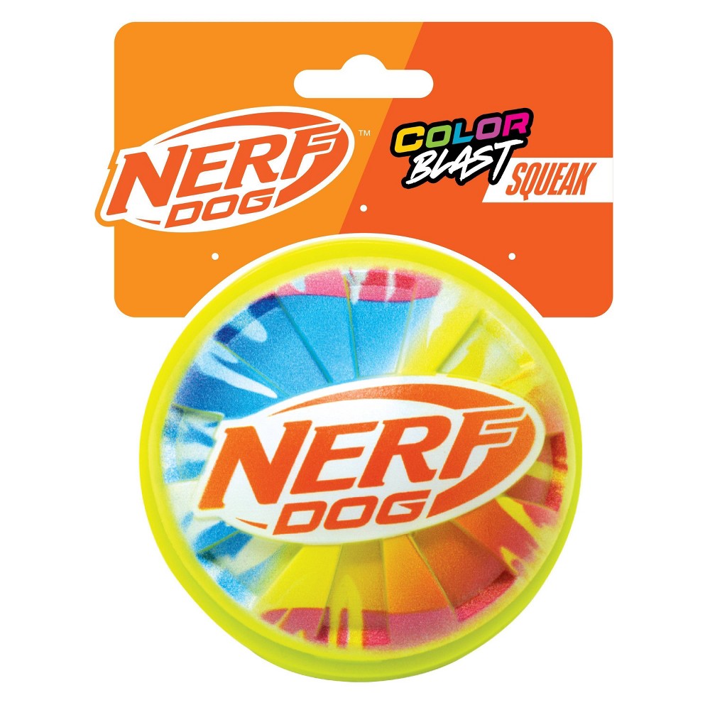 NERF TPR Color Blast Squeak and Crunch Ball Dog Toys