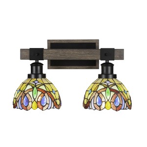 Toltec Lighting Tacoma 2 - Light Vanity in  Black/Painted Wood with 7" Lynx Art Glass Shade - 1 of 1
