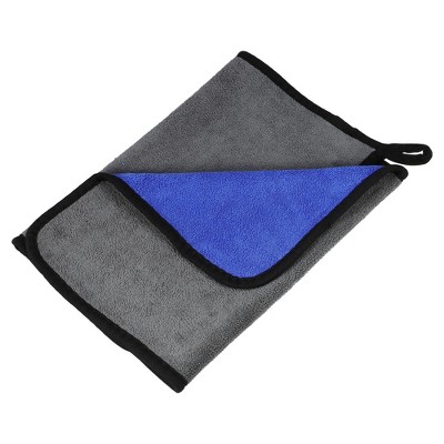 Unique Bargains Extra Large 500 GSM Microfibre Car Drying Towel 11.81"x23.62" Gray Blue 1 Pc