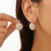 Vintage Bohemian Crystal Flower Earrings – Sparkly Round Bronze Dangle Drop Earrings for Women - 4 of 4