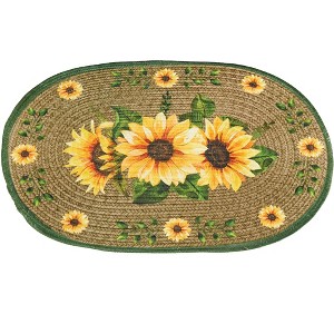Collections Etc Lovely Sunflowers and Greenery Braided Accent Rug - 1 of 2