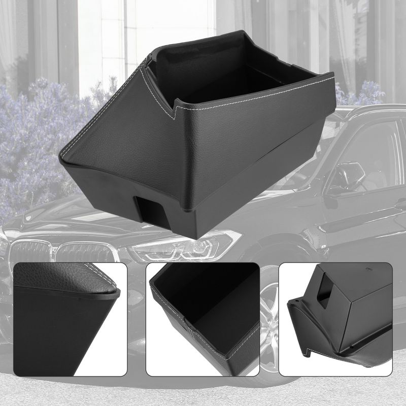 Unique Bargains Car Center Armrest ABS Storage Box Container Tray for BMW X1 F48 X2 F47 Black 9.84"x6.30"x6.30", 2 of 6