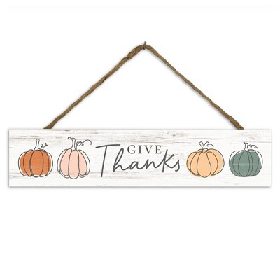 Creative Products Give Thanks Pumpkins 17 x 3.5 Outdoor/Indoor Hanging Sign