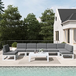 LayinSun 8-Piece Large Outdoor Modular L-Shaped Sectional Set with Coffee Table - 1 of 4