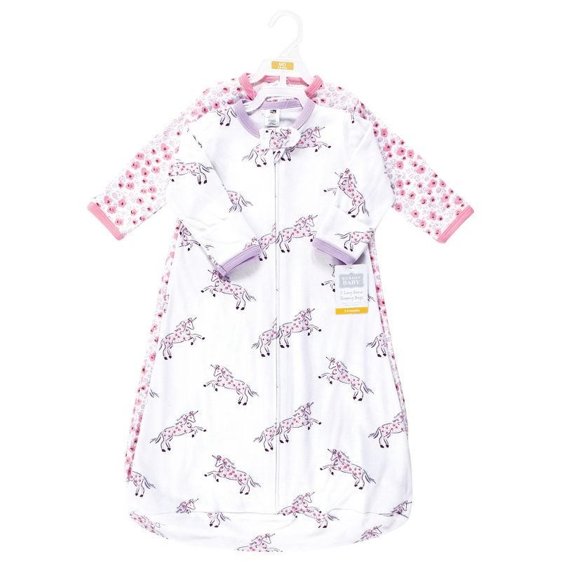 Hudson Baby Infant Girl Cotton Long-Sleeve Wearable Sleeping Bag, Sack, Blanket, Floral Unicorn Long Sleeve, 2 of 5