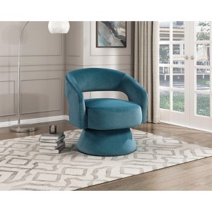 Okak Luxury 360 Degree Accent Swivel Chair with Comfy Velvet Upholstery Solid Wood Stylish Armchair for Living Room Office Lounge - 1 of 4