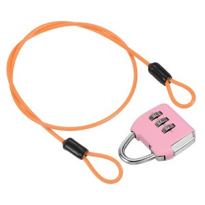 Unique Bargains Double Loop Luggage Security Steel Cable with 3-Digit Combination Lock - 1 of 4
