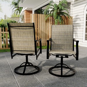 Outdoor Swivel Dining Chairs Set 2 with Textilene Breathable Back, 360¡ã Degree Patio Swivel Rocker Chairs for Poolside Lawn Garden - 1 of 4