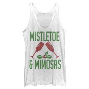Women's CHIN UP Christmas Mistletoe and Mimosas Racerback Tank Top - 1 of 3